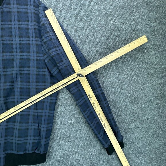 Paisley & Gray Bomber Jacket Mens Medium Blue Plaid Full Zip Slim Fit Seersucker - Picture 12 of 16